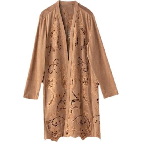 2021 Spring Summer Fashion Cardigan Jackets High Quality Women Hollow Out Embroidery Long Sleeve Casual Plus Size Coat Female