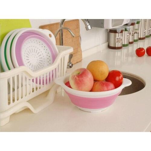 1PC Telescopic Plastic Colander Creative Drain Basket Kitchen Strainer Tools Vegetable Fruit Wash Basket Filter OK 0354