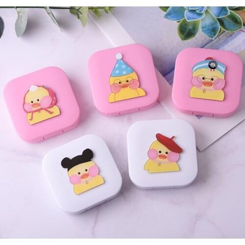 10 set/lot cute duck animal contact lens case / companion eyeglasses pencil box / contact lens care box /storage box