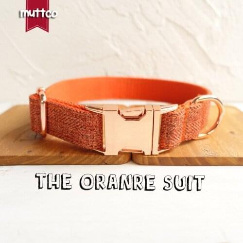 10pcs/lot MUTTCO handmade THE ORANGE SUIT gentleman pet products personalized collar for small medium large dogs UDC069M