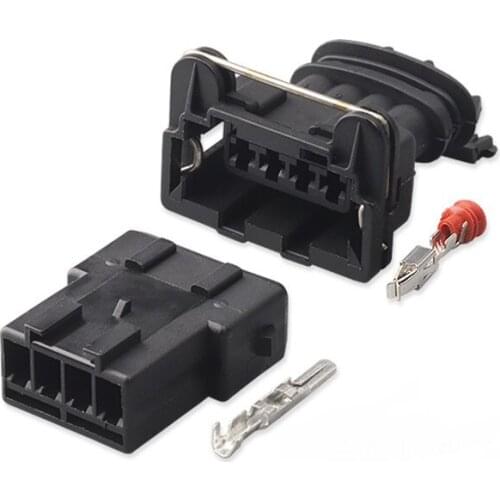 100 sets AMP 3.5mm 4 Pin male female Junior Power Timer Socket automotive oxygen sensor connector Ignition Coil Plug 282192-1