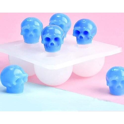 2Pcs Skull Head Bead Resin Mold Skull Beaded Bracelet Pendant Necklace Jewelry Silicone Resin Casting Mold Craft Tools