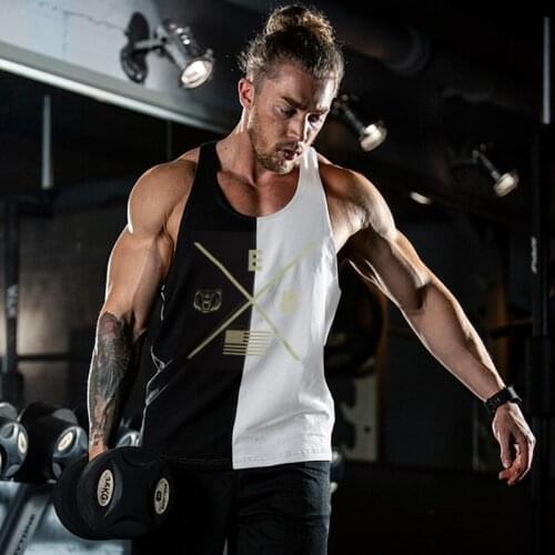 2019 Bodybuilding Men Tank Top Fitness Singlets Gyms Clothing Fashion stitching Sleeveless Shirt joggers quick-drying Vest