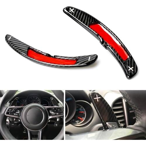 2x Carbon Fiber Steering Wheel Paddle Shift For Porsche Panamera Macan Cayenne 911 Carrera 991 Boxster/Cayman 718 2016-2017 PDK
