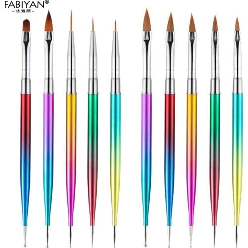 5Pcs/set Nail Art Dotting Painting Pen UV Gel Acrylic Drawing Carving Liner Brush Tools 2 Ways Manicure DIY Tool