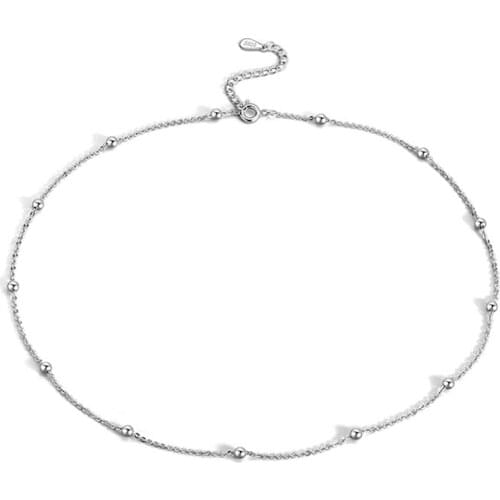 925 Sterling Silver Pin New Fashion Simple Bag Round Bead Beaded Beaded Collar Dotted with Neck Chain Female Clavicle Necklace
