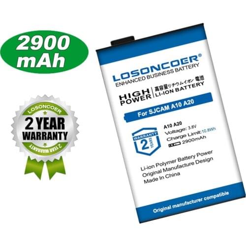 LOSONCOER Battery 2900mAh For SJCAM A20 A10 Action Caemra Battery