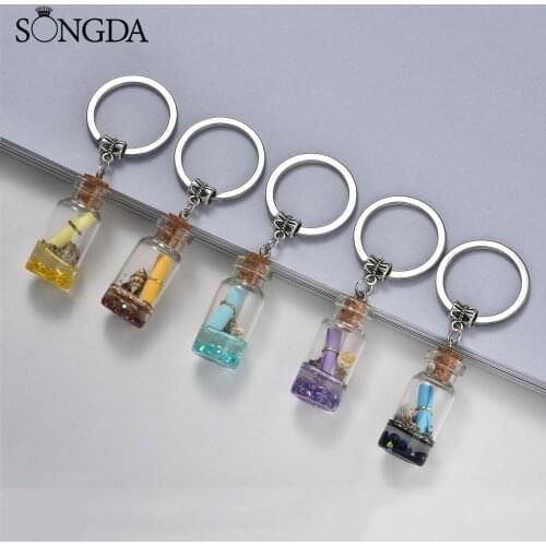Fashion Lovely Drifting Bottle Keychain Best Friends Gift Colorful Drift Bottle Key Ring Chain For Women Wholesale Jewelry