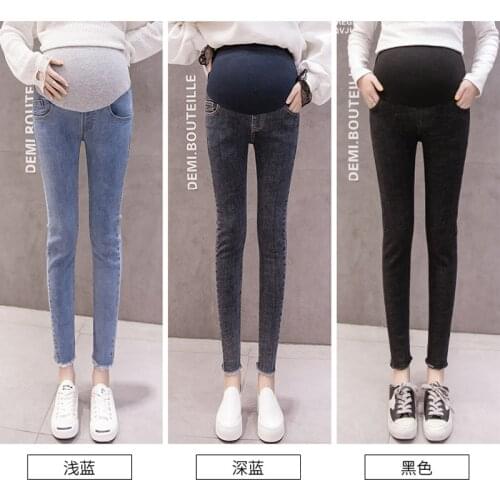 Maternity Pants Maternity Stretch Elastic Waist Jeans Casual Fashion Spring Summer Thin Section Breathable Pants For Pregnancy