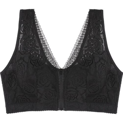 Front zipper Bra Top Push up Fitness yoga Lace Removable Padded Brassiere Shockproof Breathable Cozy Bras Big Size CDE Cup