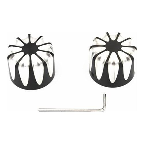 Black 29mm CNC Edge Cut Front Axle Nut Cover Bolt For Harley Softail XL VRSC FLHX FLHR FLTR Touring