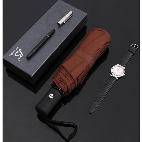 Eight Bones Business Fully Automatic Umbrella High Quality Men Women Sunny Umbrella Christmas Gift Three-folding Umbrella