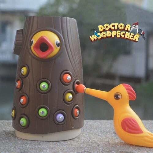 Child Woodpecker Fishing Magnetic Bird Catching Insect Worm Busyboard Game Interactive Knock Feeding Montessori Education Toys