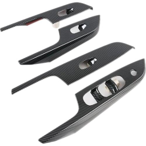 For Nissan Navara NP300 2016-2021 Car Carbon Fibre Window Glass Lift Switch Button Panel Cover Trim Sticker Accessories