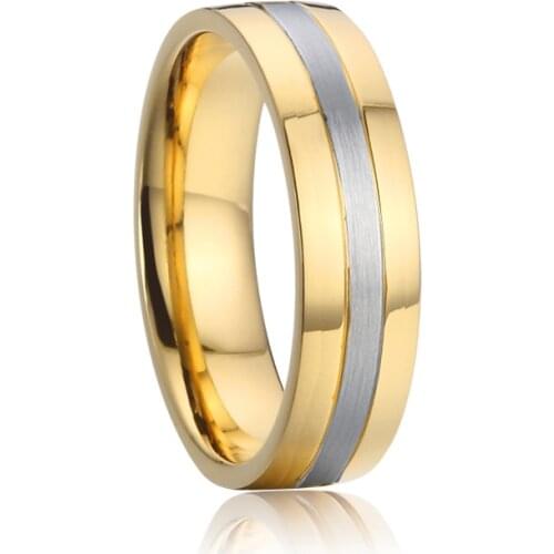 Bicilor Two Tone Gents wedding bands rings for men male fashion jewellery stainless steel golden mens ring