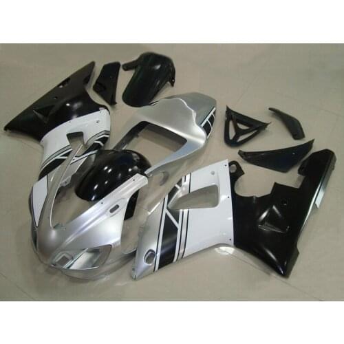 Exclusive! Injection mold Fairing kit for YAMAHA YZFR1 98 99 YZF R1 YZF1000 1998 1999 ABS Silver black Fairings set+Gifts YG27