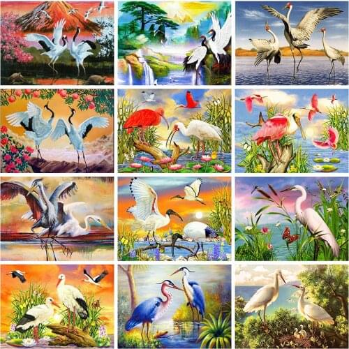 Evershine 5D DIY Diamond Painting Crane Animal Diamond Mosaic Full Layout Cross Stitch Kit Picture Of Rhinestones Crafts Gift