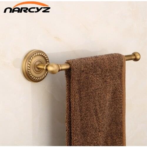 NEW Towel Rings Single Rail Antique Brass Wall Shelf Towel Bar Towel Rack Bathroom Kitchen Hangers Home Decor Towel Holder 9152K