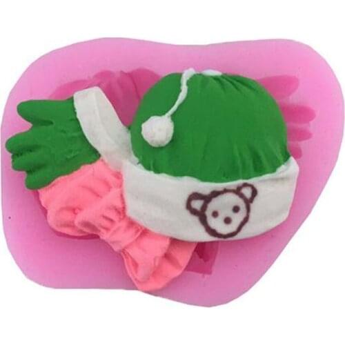 Kitchen DIY Lovely Baby Bowknot Gloves Hats for Cake Decoration Liquid Silicone Tools Pastry mould Pudding Soap Ice Cube mold