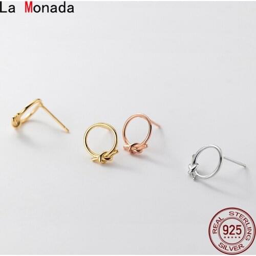 La Monada Small Stud Earrings For Women 925 Sterling Knot Line Circle Woman Earring Korean Silver 925 Earring Jewelry Female