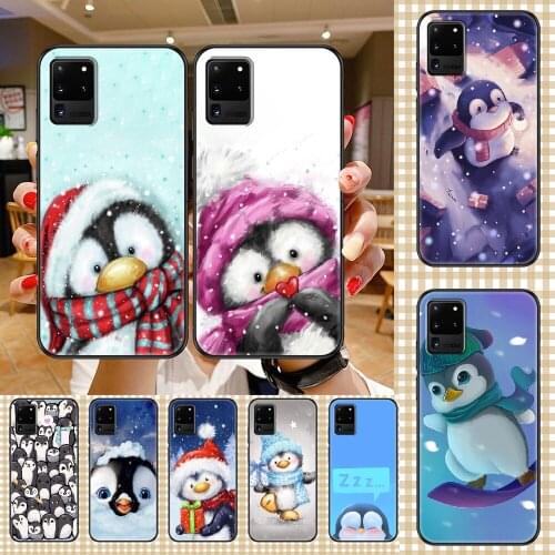 Cute Lovely Penguin Phone case For Samsung Galaxy Note 4 8 9 10 20 S8 S9 S10 S10E S20 Plus UITRA Ultra black art back soft funda