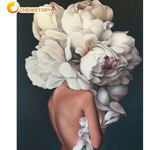 CHENISTORY Frame Flower Women DIY Painting By Numbers For Adults Diy Artcraft Oil Paints By Numbers Figure Framed Drawing Art