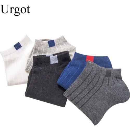 Urgot 5 Pairs Mens Ankle Socks Spring Summer Casual Solid Color All-match Socks Men Cotton Breathable Comfort Boat Socks Meias