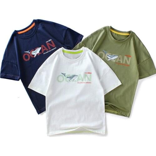 2021 New Childrens T-Shirts Summer Kids Cartoon Printed Tops For Teenager Boy 120-160 CM T-Shirt LM022