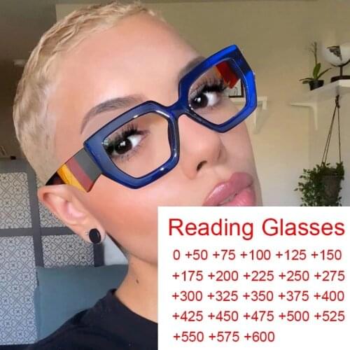 Fashion Square Anti Blue Light Reading Glasses Women Men Prescription Glasses Presbyopia Eyeglasses +0.5 +2.5 +3.0 +6.0 Diopter
