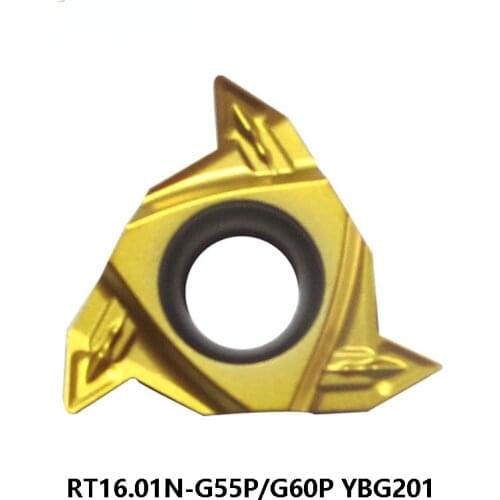 Original 10pcs RT16.01N-G60P YBG201 RT16.01N-G55P YBG201 16ER Threading Carbide Inserts Lathe Tools CNC Turning Cutter