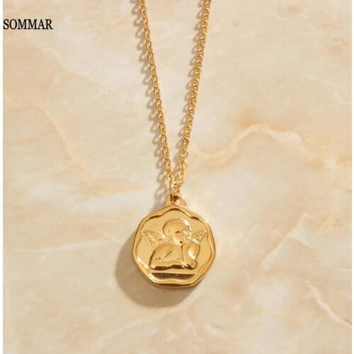 SOMMAR 2020 stainless steel gold color female exo Gold Filled Maiden pendant necklace angel collar love