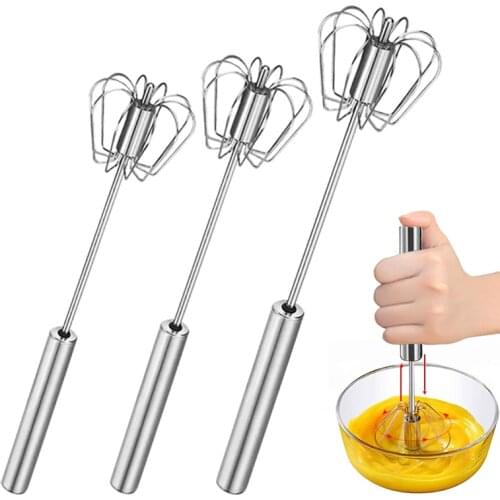 Semi-automatic Egg Beater Stainless Steel Egg Whisk Tools Manual Hand Mixer Self Turning Egg Stirrer Baking Kitchen Accessories