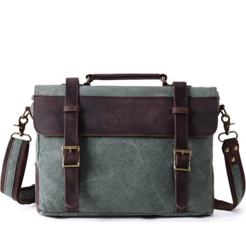 Briefcase Laptop Bags Briefcase Leather Men Briefcase Genuine Leather Waterproof Canvas Men