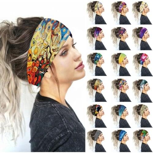 Wide Cotton Stretch Women Headbands Floral Prints Elastic Hair Bands For Women Headwrap Turban Headwear Girls Hairbands