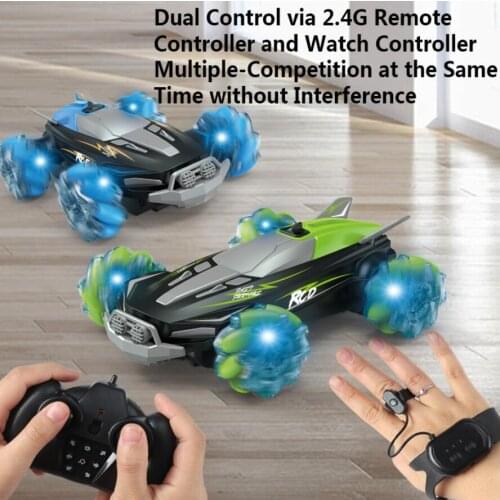 2021 RC Cars Four Wheel Remote Control Gesture Sensing Stunt Drift Car Lighting Vehicle with Spray off Road Model Gift for Kids