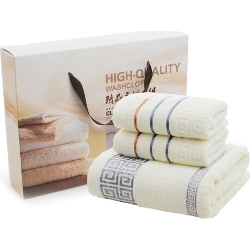 Luxury Bath Towels for Adults Sets Towel Gift Box Three-piece Absorbent Cotton Wedding Return Company Activity Souvenir Gift B5T