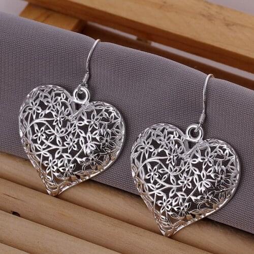Earrings Silver Plated Earrings Silver Trendy Jewelry Earrings Heart Shape Jewelry Wholesale Free Shipping sjah LE160
