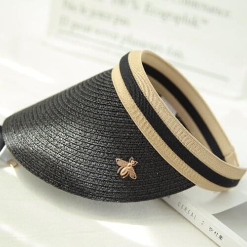 2021 New Sun Straw Hats for Women Handmade Visor Fashion Empty Top Summer Beach Hat Anti-UV Casual Girls Caps Sombreros De Mujer