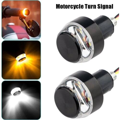 Motorcycle LED Handlebar End Turn Signal Light DC 12V White Yellow Blue Red Flasher Handle Grip Blinker Side Marker Hand Lamp
