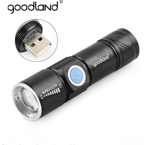 USB LED Flashlight Rechargeable LED Torch Waterproof 3 Modes Powerful Mini Portable USB Port Zoomable for Outdoor Camping Hiking