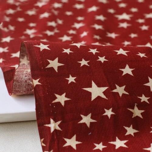110x100cm 100% Cotton corduroy stretch Stars print fabric excellent cotton fabric for patchwork DIY sewing