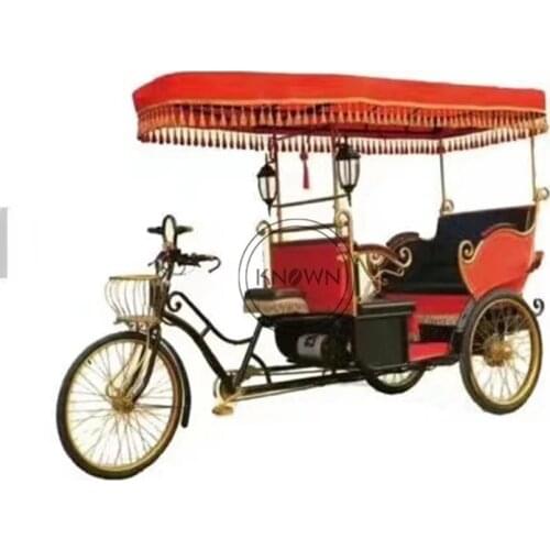 High Quality Pedicab Rickshaw Electric Pedal Three Wheels Dutch Cargo Bike No Electric Bakfiet Courier Goods Tricycle