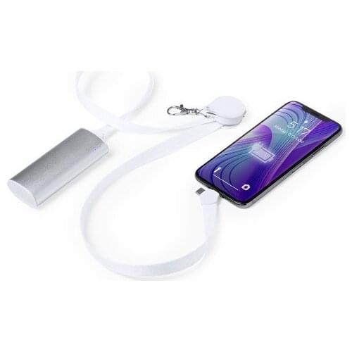Lanyard Charger with USB-C, Micro USB and Lightning White 146145