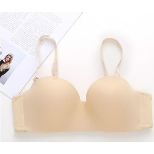 Yasemeen Half Cup Ultra-thin Cup Strapless Bras Seamless Push Up Bras Adjustable Convertible Gather Bras for Women Plus Size Bra