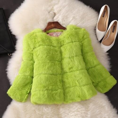 Women Full Pelt Rabbit Fur Coat Real Natural rabbit hair fur Outwear