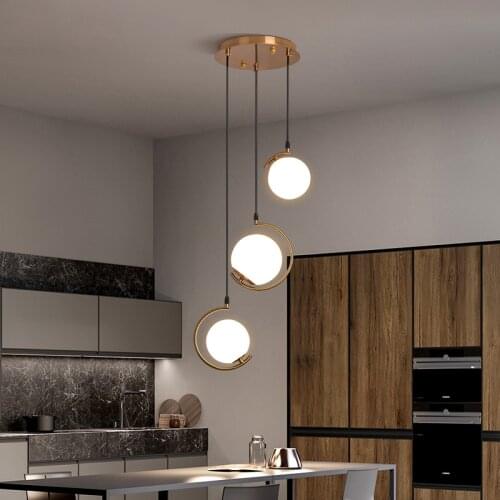 Gold Or Black LED Pendant Light G9 Three Heads Modern Simple Glass Ball Hanging Lamp For Dining Room Bedroom Restaurant Coffee