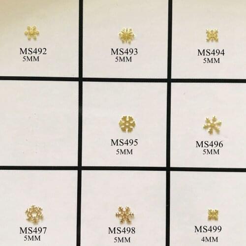 100pcs Snowflake Hard Metal Sticker Nail Art Metal Sticker Nail Art Decoration Non-adhesive Sticker MS492-500
