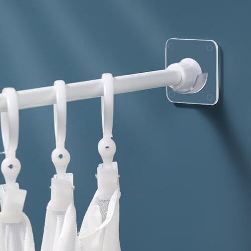 2 Pieces Of Punch-free Strong Rod Holder Curtain Rod Bracket Hook Adjustable Transparent Wall Bracket Self-adhesive Rod