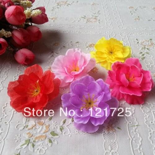 200pcs 4.5cm wholesale real touch Artificial silk peach blossom plum blossom cherry blossom diy flower dance props clothes