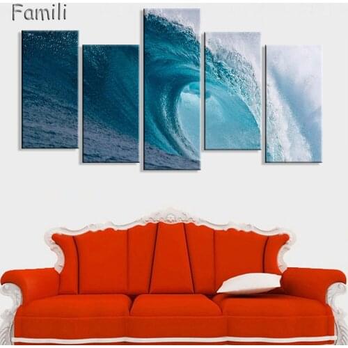 2017 Canvas Painting Fallout Wall Art 5Pieces Modern Sea Wave Landscape Painting Picture Canvas Art For Living Room Unframed